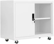 Fumedo Metal Mobile Lateral File Cabinet, Storage Locker,Printer Stand with Open Storage Shelves for Office,School,Home,Living Room. (White)