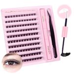 Parriparri DIY Lash Extension Kit 120Pcs Individual Lashes with Bond and Seal and Cluster Lashes Applicator Volume Eyelash Extensions Kit False Eyelashes DIY at Home (8-16MM MIX)