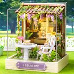 LuXianYS DIY Miniature House with LED Light, Mini DIY Craft Doll House Kit, 3D Wooden Puzzle Book Shelf Decoration, Flower House with Dust Cover, Birthday Gift for Adults and Teen