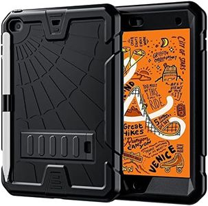 HERIZE iPad Mini 5/4 Kids Case 2019/2015 avec porte-stylo | iPad Mini 5/4th Gen Cover 7,9 pouces avec support | Heavy Duty Rugged Mini 5/4 Boys Girls Cover Noir