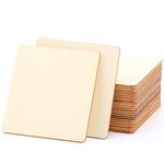 LUTER 28 Pieces 10 x 10 cm Wooden Square Unfinished Blank Slices Scrabble Tiles for Roller Coaster, Pyrography, Painting, Writing, Christmas Decoration and DIY Project