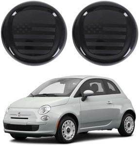 Front Grille Rear Tailgate Emblem Cover Compatible with Fiat 500 2007-2015, Smoked Front & Rear Emblem Badge Logo Cover Trim Sticker Decal Protector Accessories, ABS (Black)