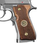 Zib Grips Wooden Handmade Grips for Beretta 92FS, 92, 92F, and Girsan Regard MC Grips, Cachas para 9mm Beretta 92FS (Heritage - Brass Emblem - Diamond Walnut)