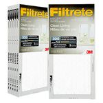 Filtrete 12x24x1 Furnace Filter, MPR 300, MERV 5, Clean Living Basic Dust 3-Month Pleated 1-Inch Air Filters, 6 Filters