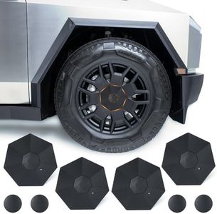 MateAuto 4PCS Full Coverage for Cybertruck Wheel Center Caps, Wheel Center Hub Caps Cover for Tesla Cybertruck 2024, Hub Center ABS Caps for Cybertruck Accessories (Black-Diamond Cut)