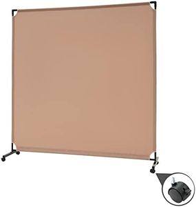 Spurgehom 6FT Single Panel Rolling Room Divider, Partition Privacy Screens with Wheels, Freestanding Fabric Room Panel, Portable Wall Divider for Office, Room, Restaurant, Hospital (Brown)