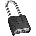 Large Heavy Duty Combination Padlock, [Long Shackle] [One-Click Open] Diyife 52mm 4 Digit Locker Lock Weatherproof Lock Outdoor Combination Lock for School Gym Locker,Shed, Fence,Hasp,Cabinet (Black)