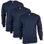 Gildan Men's Ultra Cotton Long Sleeve T-Shirt, Style G2400, Multipack, Navy (3-Pack), Large