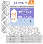 JASENG 12x12x1 Furnace Air Filters 4 Pack, MERV 11 MPR 1000 & FPR 7 Filtering, HVAC Air Filter Replacement (exact dimensions: 11 3/4"x 11 3/4"x3/4")