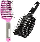 (2 Pcs)Boar Bristle Hair Brush, MOI