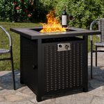 JAMFLY Propane Fire Pit Table Outdoor 30 Inch, Patio Gas Fire Pits 50,000 BTU with Lava Rocks, Waterproof Cover and Lid for Outside, Dark Gray