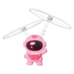 ThreeStix Flying Toy Spaceman Flying Spaceship Drone Robot Toys - Infrared Induction RC Flying Toy Built-in LED Light Helicopter Mini Drone Indoor and Outdoor Games Toys for Kids (Pink)