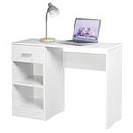 URBNLIVING 1 Drawer Wooden Bedroom Computer Work Table Office Desk Dressing Jewellery Unit (White)