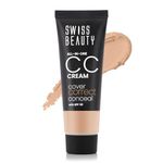 Swiss Beauty All-In-One Lightweight CC Cream with SPF 30 | Cover, Correct and Conceal | For Natural, Medium coverage | Shade- Caramel Beige, 25g |