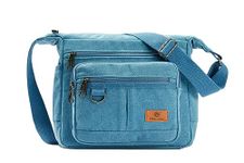 Canvas Messenger Bag for Men Wonen, Vintage Crossbody Shoulder Bag with Water Bottle Holders, All-Purpose Briefcase Commute Bag for Travel, Business, Work, Tool, Laptop, Camera, Gift, Blue