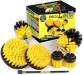 Drillbrush Ultimate Grout Cleaning Kit with Long Reach Extension - Shower Curtain - Bath Mat - Bathroom Cleaner - Drill Brush - Tile and Grout Cleaner - Bathtub, Shower, Sink, Toilet, Bidet, Flooring