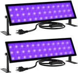 Onforu 2 Pack 72W Black Light Bar, LED Blacklight with Plug and Switch, Black Light Flood Light, IP66 Waterproof LED Black Lights for Glow Party, Bedroom, Halloween, Fluorescent Poster, Stage Lighting