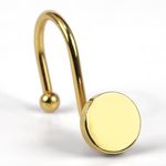 Brass Gold Shower Curtain Hooks: Round Button Design Rustproof Heavy Metal Shower Curtain Rings for Bathroom - Modern Simple Decorative Shower Curtain Hangers for Shower Rod - Set of 12