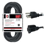 EP 100 Ft Outdoor Extension Cord - 16/3 SJTW Black Electrical Cable with 3 Prong Grounded Plug