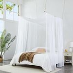 Warm Home Designs Set of 2 White & White Canopy Bed Curtains in 55 x 216 Inch (18 Feet) Size. 2 Queen Bed Canopy Curtains Can Be Used as Kids Bed Tent, Bed Canopy for Girls. BE White & White 216"