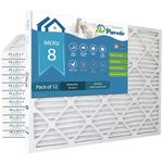 AirPurete Furnace Filter 20x25x1 (Actual Size: 19-1/2" x 24-1/2" x 3/4") | Replacement for Pleated HVAC AC Furnace Air Filters | MERV 8 | Pack of 12