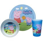 Zak Designs PEPA-0391 Dinnerware Includes Plate, Bowl, and Tumbler Made of Durable Material and Perfect for Kids (Peppa & George Pig, 3 Piece Set, BPA-Free), Melamine and PP Plastic