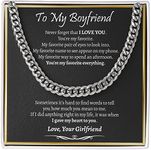 INIFIS To My Boyfriend Cuban Chain Necklace, Boyfriend Birthday Gift, Romantic Gift for Boyfriend, Unique Boyfriend Gift For Anniversary , Father's Day Gifts for Him, Christmas Valentines Thanksgiving Jewelry Gift for Men - #WS