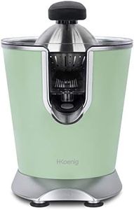 H.Koenig AGR88 Electric Citrus Juicer, Stainless Steel, BPA-Free, Automatic, Powerful, 160W, Orange, Lemon, Grapefruit Juices, Quick, Quiet, Drip Free Spout, Dishwasher Safe, Matte Green