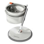 SYSVENT The Future Plastic 360 Spin Mop And Bucket Floor Cleaning Mops And Bucket System Mop Bucket Kit With Retractable Handle,White&Grey