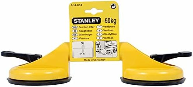Stanley 2-14-054 Ventouse en Caoutchouc avec 2 Têtes Ø 120 mm - Force Portante 60 kg Soit 30 Par Tete - Verrouillage Par deux leviers Oscillants - Compacte et Légère -Poignée Large Antidérapante
