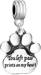 Sexy Sparkles Pet Memorial Charm You left paw prints on my heart European Spacer Dangling Compatible Charm