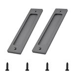 MOROBOR 5.91" Rectangular Recessed Sliding Door Pulls, 2pcs Matte Gray Flush Pull Aluminum Alloy Closet Door Finger Pulls with Mounting Screws for Sliding Barn Door