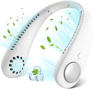 Neck Fan, Portable Hanging Bladeless Mini Fan with 360° Airflow, 3-Speed Hands-Free Personal Fan Rechargeable Wearable Cooling Quiet Fans for Office Travel Sports, White