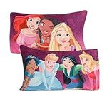 Disney Princess Kids Pillowcase 2 Pack EXPRESSIONS Reversible Soft and Light Standard Size Set 20"x30" (Official Disney Product)