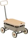PULA-Wild 3-in-1 Kids' Pull-Along Wagon Toddlers Push Walker for 2.5-8, Removable Wooden Cover and Adjustable Handlebar, Birthday Gifts Max Weight 33 lbs (Grey)
