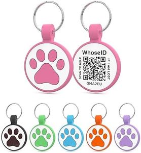 WhoseID QR Code Cat Tag, Modifiable Pet Online Profile Page, Multiple Emergency Contact, Silent Silicone Cat Tag, Lightweight, No Jinging, Collar Accessories, QR Cat ID Tag (Small Breeds - 1", Rose)