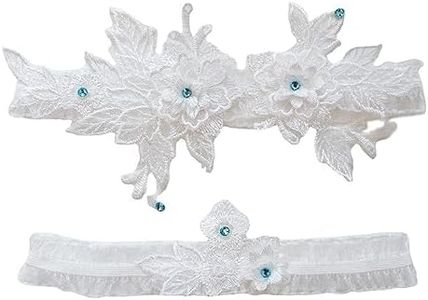 Garters for Bride Women, Wedding Bridal Garters Set for Bride with Stretchy Band, Bridal Thigh Garter Belt White