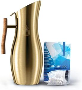 Invigorated Water Stainless Steel Alkaline Water Pitcher - On-The-Go Filter Pouches - Modern Water Pitcher - Durable Steel Design - Beautiful and Ergonomic Wooden Handle - Water Filter Jug