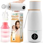 Portable Bottle Warmer for Travel - Fast Heat Travel Bottle Warmer for Breastmilk, USB Calentador De Biberones on The Go - 17oz 12H Baby Bottle Milk Warmer, Wireless Car Bottle Water Warmer, Orange