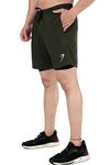 FUAARK Double Layer 2 in 1 Sports Shorts with Inner Tights for Men Gym Tight Short with Pocket (Large, Olive)