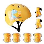 Kids Bike Helmet with Knee Pads Elbow Pads Wrist Guards for Kids Toddler Ages 2-10, Adjustable Kids Helmet for Multi-Sports Skateboard Cycling Bicycle Scooter Skating Climbing (Orange)