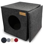 KaraLuna Felt Cat Cave for Shelf e.g. IKEA Kallax or Expedit I Cuddly Cave Shelf I Cat Cave for 2 Cats or Large Cats I Cat Sleeping Place Cat Basket Felt (Dark Grey)