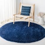 AHAN CARPETS Handcrafted Super Ultra Luxury Soft Fluffy and Anti Skid Rugs, Size 8X8 Feet Round Colour, Blue