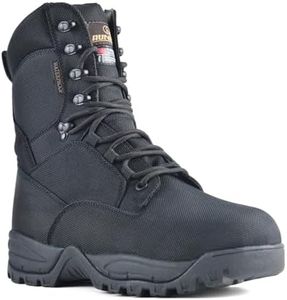 R RUNFUN Men's Waterproof Military Tactical Boots Steel Toe Work Boot Lightweight Combat Boot, 8" Breathable Outdoor Shoes, 400g Insulation, Black, 10.5