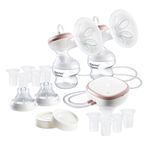 Tommee Tippee Double Electric Breast Pump, Hospital Grade, Soft Silicone Petal Massage Cushion, 24mm Flange + 5 Inserts, 2 Modes & 9 Levels, Quiet, USB Rechargeable, 90 Mins Cord-Free Pumping