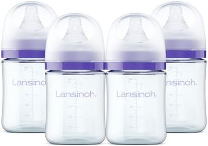 Lansinoh Glass Baby Bottles, Anti-Colic, 5 Ounces, 4 Count Bottles for Feeding, Baby Essentials, Includes 4 Slow Flow Nipples, Size S