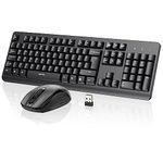 TECKNET Wireless Keyboard and Mouse Set Ergonomic 2.4G Cordless Keyboard & Mouse Combo Silent, Full-Size Keyboard, Spill-Resistant with USB Receiver Car for PC,Laptop, Computer USB C Adapter