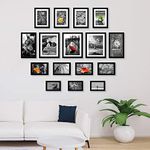 RANDOM Synthetic Photo Frame Set For Wall | 16 Photo Frames For Walls Decoration Photo Album Frame For Wall Decoration | Wall Decor Home Decor Items (16 Individual Photo Frames - Black)