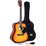 Rio 41'' Full Size 4/4 Acoustic Guitar Dreadnought Steel String Beginner Guitar Package Pack - New (Sunburst)