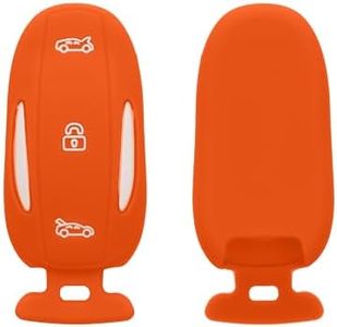 kwmobile Key Cover Compatible with Tesla Model X Car Key - Soft Silicone Car Key Fob Holder Protector Case - Orange